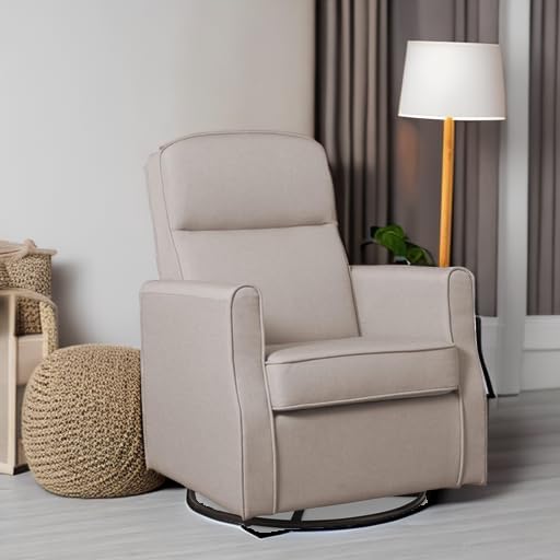 Delta Children Blair Slim Nursery Glider Swivel Rocker Chair, Taupe initial
