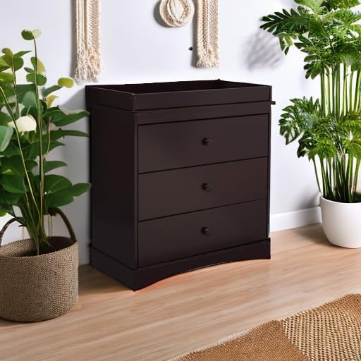Delta Children Sutton 3 Drawer Dresser with Changing Top, Dark Chocolate